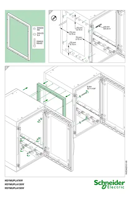 schneider施耐德Horizontal Coupling Kit For PLA depth 620 - Instruction Sheet-